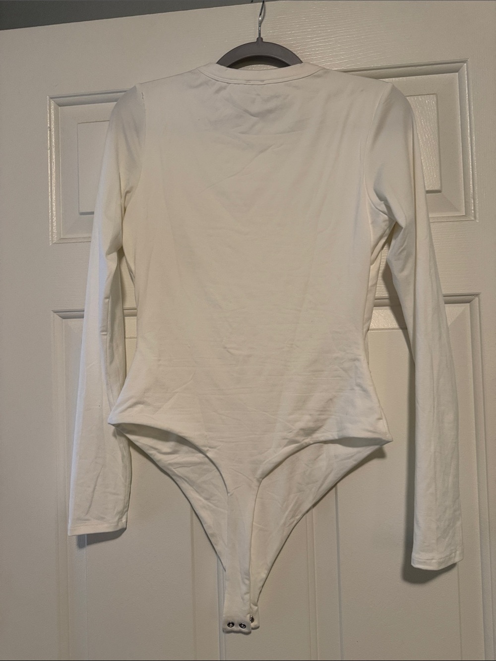naked wardrobe White Long Sleeve Crewneck Bodysuit - Picture 4 of 4